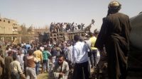 Kecelakaan maut kereta api di Mesir memakan banyak korban jiwa, Jumat (26/03/2021). (Foto: BBC/EPA)